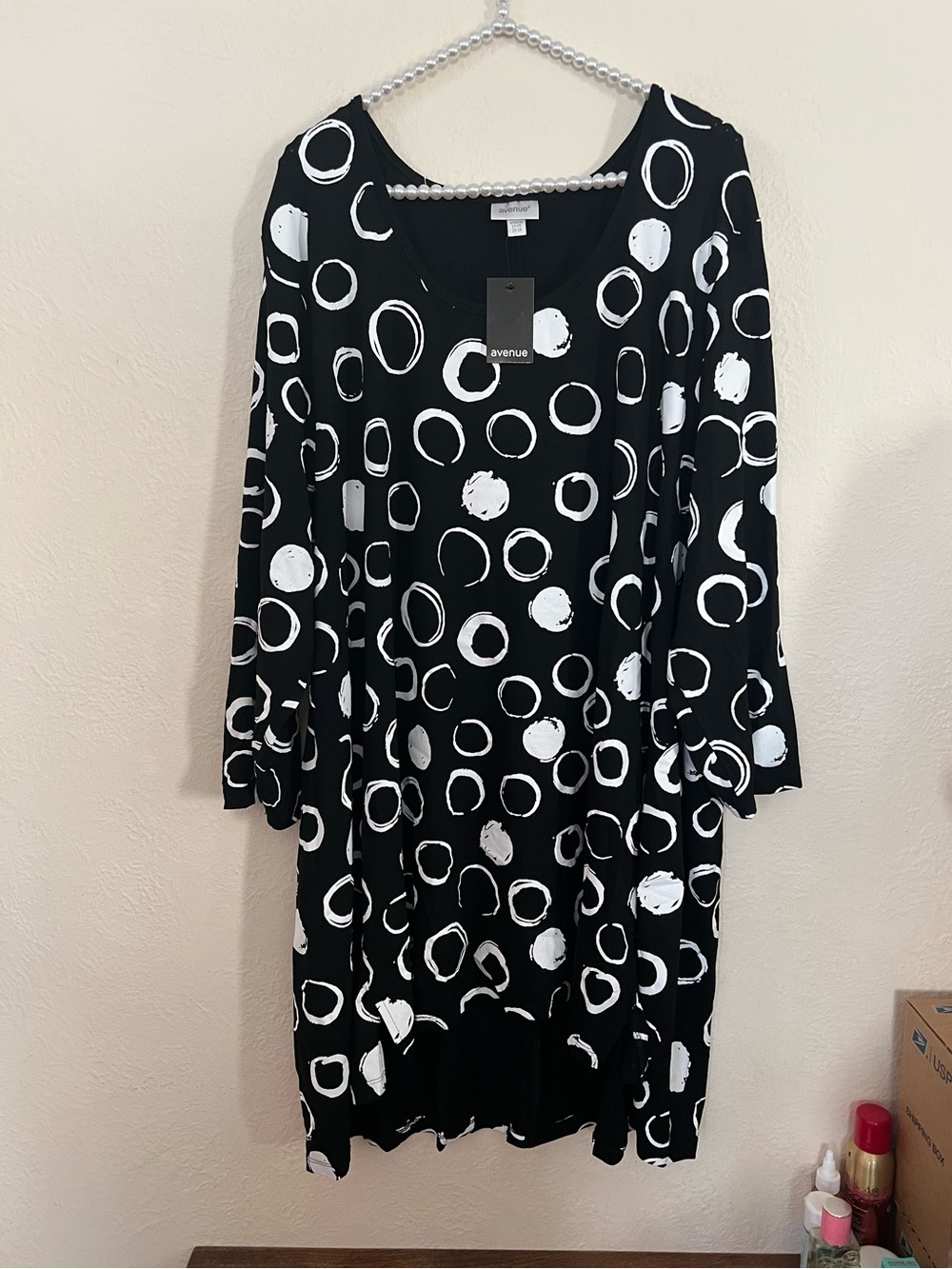 Avenue 26/28 Windsor spot tunic nwt black white plus size